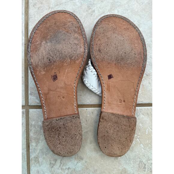 Palm Beach Sandals Women's Size 8 White Luxe-Crafted Leather Thong Flats - Picture 8 of 8